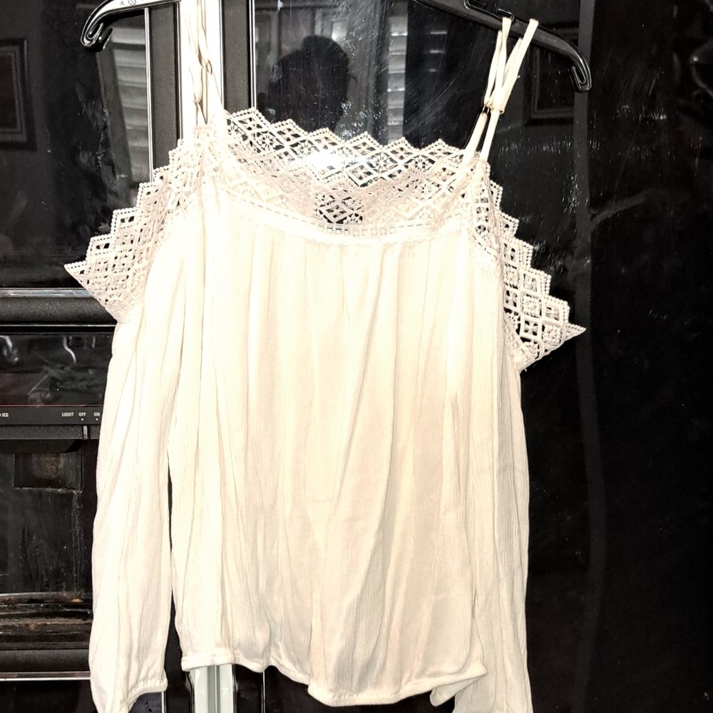 Nicole White Lace Accent Blouse